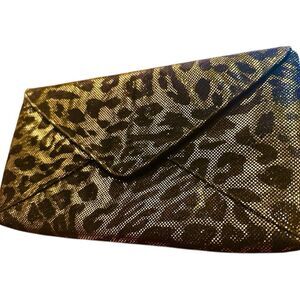 Chic Gold & Black Leopard Print Evening Clutch – Glam Statement Bag